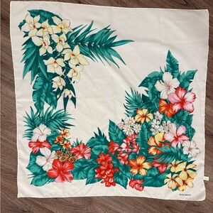 OLGA GRECO Tropical Floral Print Scarf Made In Italy!